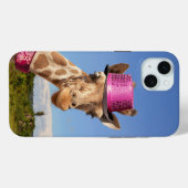 Giraffe in sparkly roze pet Case-Mate iPhone case (Achterkant (horizontaal))