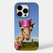 Giraffe in sparkly roze pet Case-Mate iPhone case (Achterkant)