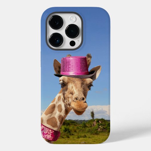 Giraffe in sparkly roze pet Case-Mate iPhone case (Achterkant)