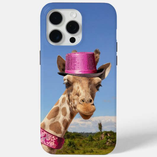 Giraffe in sparkly roze pet Case-Mate iPhone case (Achterkant)