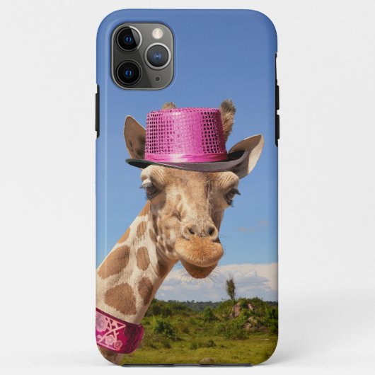 Giraffe in sparkly roze pet Case-Mate iPhone case (Achterkant)