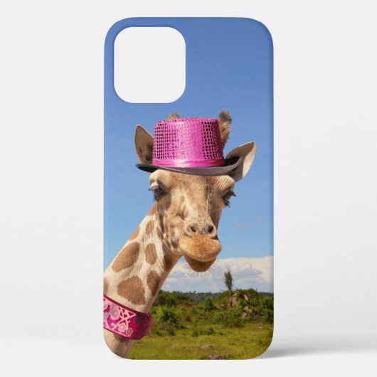 Giraffe in sparkly roze pet Case-Mate iPhone case (Achterkant)