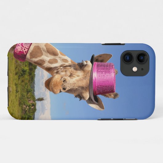 Giraffe in sparkly roze pet Case-Mate iPhone case (Achterkant (horizontaal))
