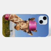 Giraffe in sparkly roze pet Case-Mate iPhone case (Achterkant (horizontaal))