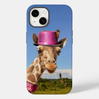 Giraffe in sparkly roze pet Case-Mate iPhone 14 hoesje