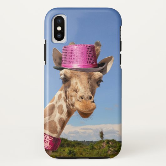 Giraffe in sparkly roze pet Case-Mate iPhone case (Achterkant)