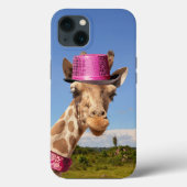 Giraffe in sparkly roze pet Case-Mate iPhone case (Achterkant)