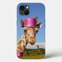 Giraffe in sparkly roze pet