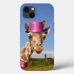 Giraffe in sparkly roze pet Case-Mate iPhone case
