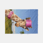 Giraffe in sparkly roze pet fleece deken (Voorkant (Horizontaal))