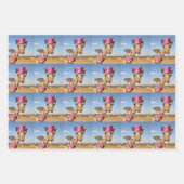 Giraffe in sparkly roze pet inpakpapier vel (Voorkant 3)