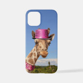 Giraffe in sparkly roze pet iPhone hoesje (Achterkant)