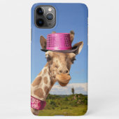 Giraffe in sparkly roze pet iPhone hoesje (Achterkant)