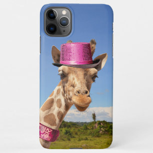 Giraffe in sparkly roze pet iPhone 11Pro max hoesje