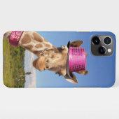 Giraffe in sparkly roze pet iPhone hoesje (Achterkant horizontaal)