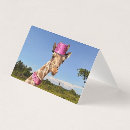 Giraffe in sparkly roze pet kaart (Voorkant)