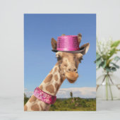 Giraffe in sparkly roze pet kaart (Staand voorkant)