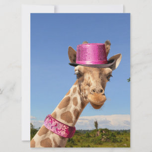 Giraffe in sparkly roze pet kaart