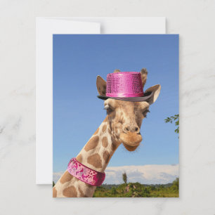 Giraffe in sparkly roze pet kaart