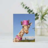 Giraffe in sparkly roze pet kaart (Staand voorkant)