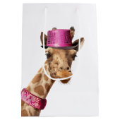 Giraffe in sparkly roze pet medium cadeauzakje (Achterkant)