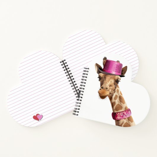 Giraffe in sparkly roze pet notitieboek (Binnen)