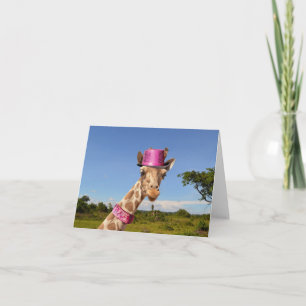 Giraffe in sparkly roze pet notitiekaartje