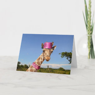 Giraffe in sparkly roze pet notitiekaartje