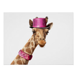 Giraffe in sparkly roze pet perfect poster