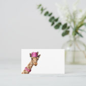 Giraffe in sparkly roze pet plaatskaartje (Staand voorkant)