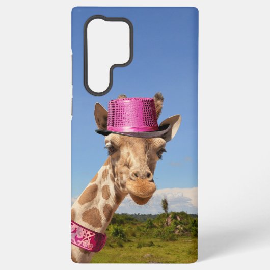 Giraffe in sparkly roze pet samsung galaxy hoesje (Achterkant)