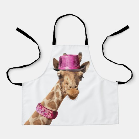 Giraffe in sparkly roze pet schort (Voorkant)