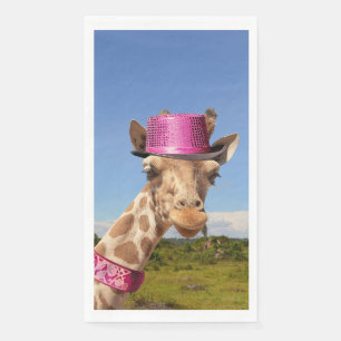 Giraffe in sparkly roze pet servet