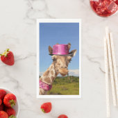 Giraffe in sparkly roze pet servet (Insitu)