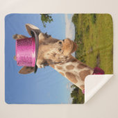 Giraffe in sparkly roze pet sherpa deken (Voorkant (horizontaal))