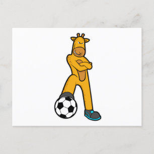 Giraffe in Sport met Voetbal Briefkaart
