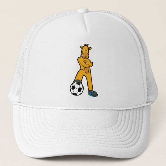 Giraffe in Sport met Voetbal Trucker Pet (Voorkant)