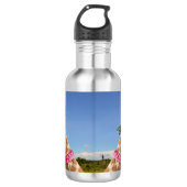 Giraffe in sprankelend roze petten waterfles (Voorkant)