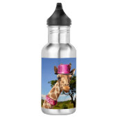 Giraffe in sprankelend roze petten waterfles (Rechts)