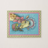 GIRAFFE IN SPRING EASTER BONNET, EGG BASKET PUZZLE LEGPUZZEL (Horizontaal)