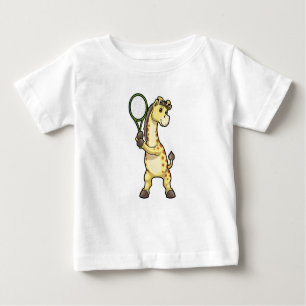 Giraffe in Tennis met Tennis racket