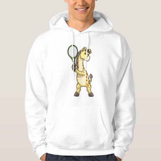 Giraffe in Tennis met Tennis racket Hoodie (Voorkant)