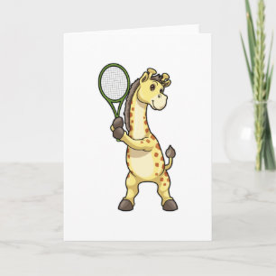 Giraffe in Tennis met Tennis racket Kaart