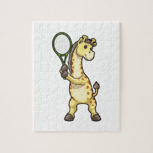 Giraffe in Tennis met Tennis racket Legpuzzel