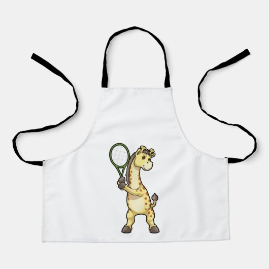 Giraffe in Tennis met Tennis racket Schort (Voorkant)