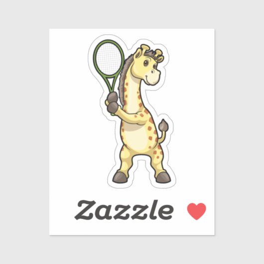 Giraffe in Tennis met Tennis racket Sticker (Vel)