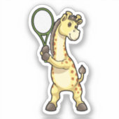 Giraffe in Tennis met Tennis racket Sticker (Voorkant)