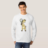 Giraffe in Tennis met Tennis racket T-shirt (Voorkant volledig)