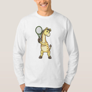 Giraffe in Tennis met Tennis racket T-shirt