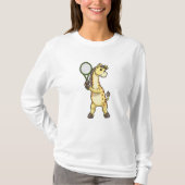 Giraffe in Tennis met Tennis racket T-shirt (Voorkant)